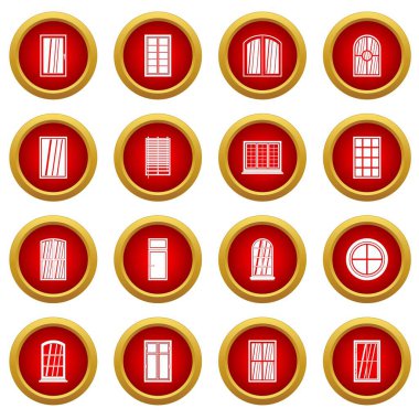 Plastik pencere formlar simge kırmızı daire seti