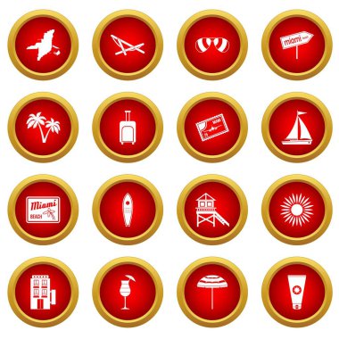 Miami simge kırmızı daire seti