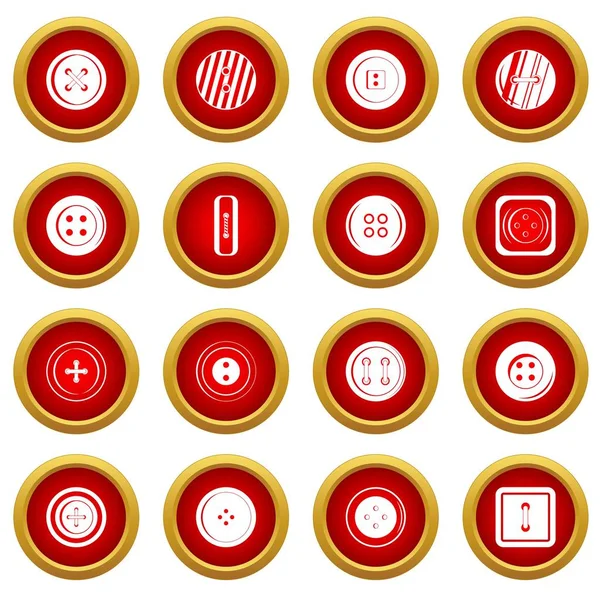 Clothes button icon red circle set — Stock Vector