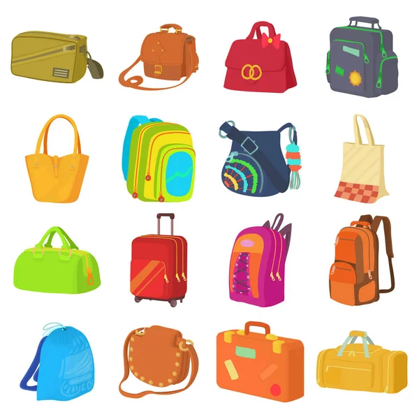 Type de sac icônes ensemble, style plat — Image vectorielle