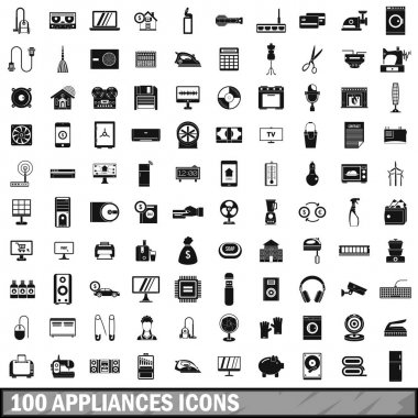 100 aletleri Icons set, basit tarzı