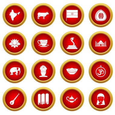 Hindistan seyahat etmek simge kırmızı daire seti