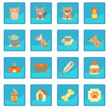 Hayvan hastalıklarıyla ilgili klinik öğeleri simgesi mavi app