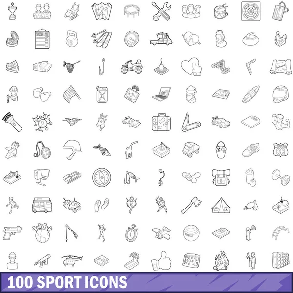 100 spor Icons set, anahat stili
