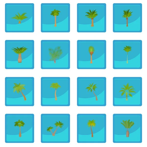 Diferentes palmeras icono azul aplicación — Vector de stock