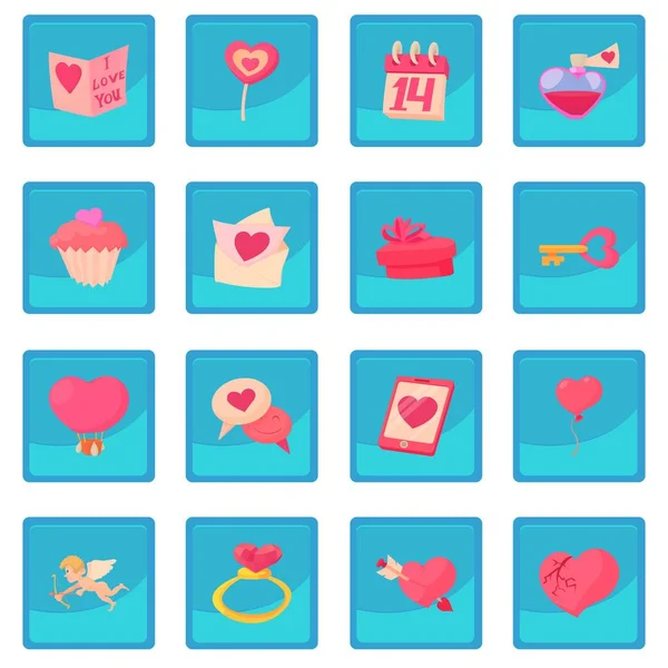 Saint Valentine pictogram blauw app — Stockvector