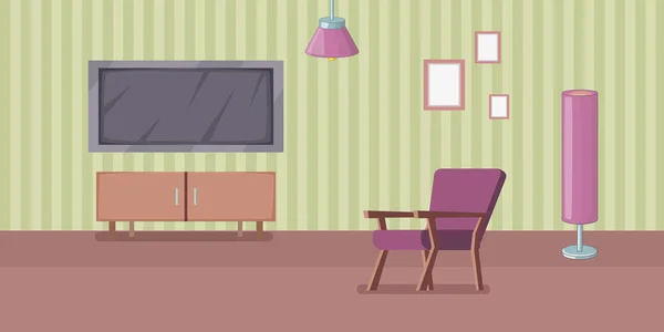 Room interior banner horizontal, cartoon style — Stock Vector