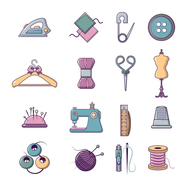 Tailor tools icons set, cartoon style — Stock Vector