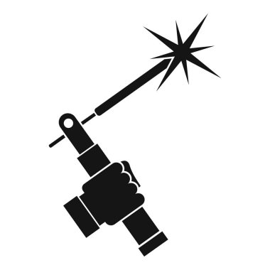 Mig welding torch in hand icon simple clipart