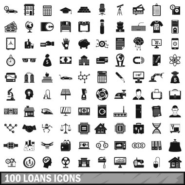 100 kredi Icons set, basit tarzı
