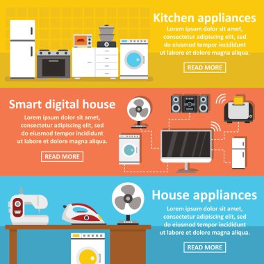 Ev cihazı afiş yatay ayarlama, düz stil