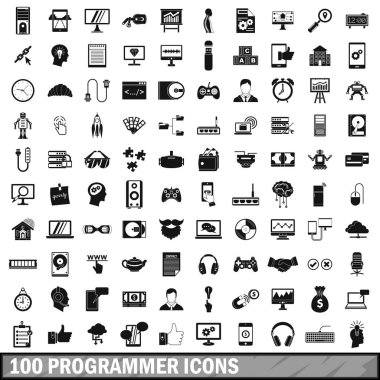 100 programcısı Icons set, basit tarzı