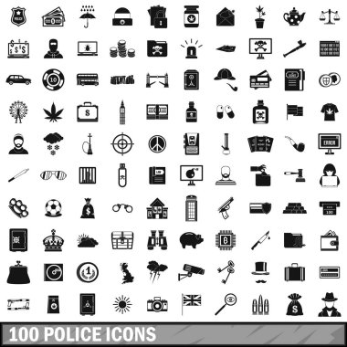 100 polis Icons set, basit tarzı