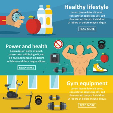 Spor salonu sağlıklı afiş yatay ayarlama, düz stil