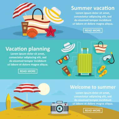 Yaz geri kalan afiş yatay ayarlama, düz stil