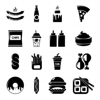 Fast food Icons set, basit tarzı