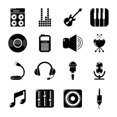 Stüdyo kayıt Icons set, basit tarzı simgeleri