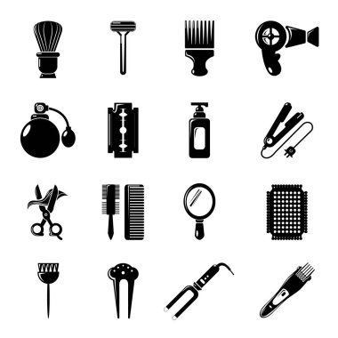 Kuaför Icons set, basit tarzı