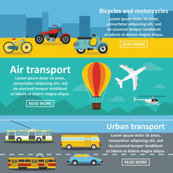 Transportation Banner Horizontal Set Flat Style Transportation Banner Horizontal Set Flat Style