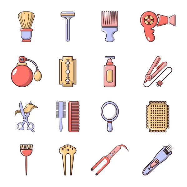 Hairdresser icons set, cartoon style — Stock Vector