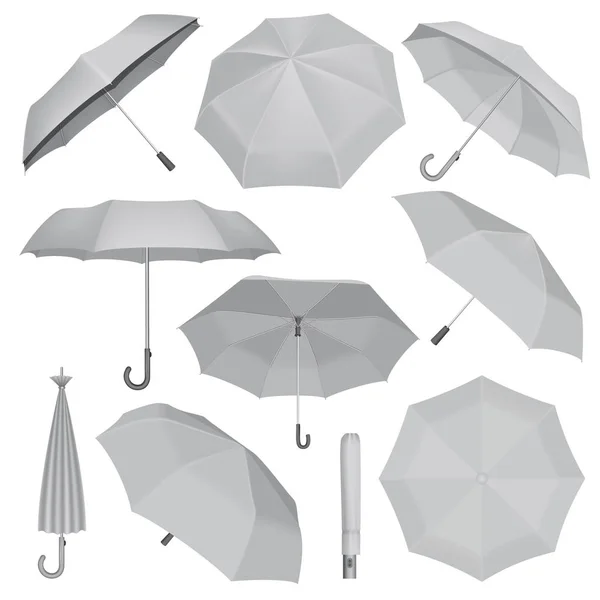 Conjunto de mockup guarda-chuva, estilo realista — Vetor de Stock