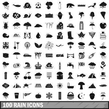 100 yağmur Icons set, basit tarzı