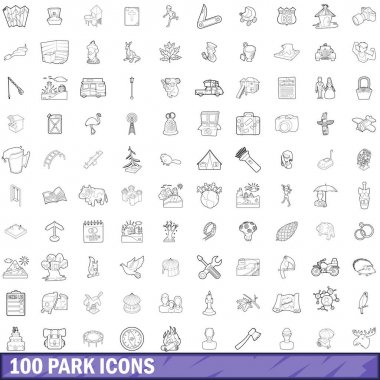 100 park Icons set, anahat stili