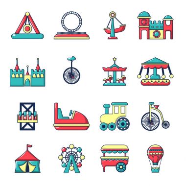 Eğlence Parkı simgeler ayarla, tarzı çizgi film