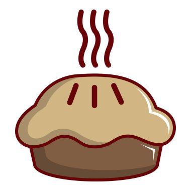 Sıcak pişmiş pasta simgesi, karikatür tarzı