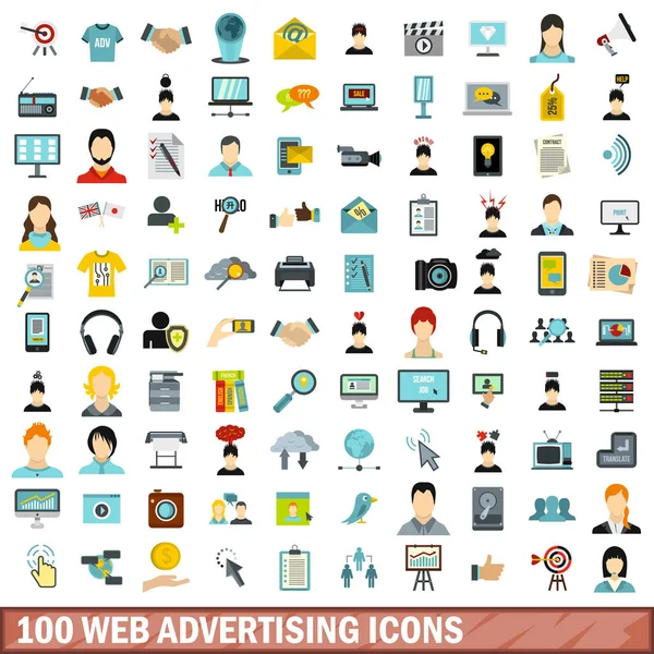 Набор иконок для веб-рекламы, плоский стиль — стоковый вектор