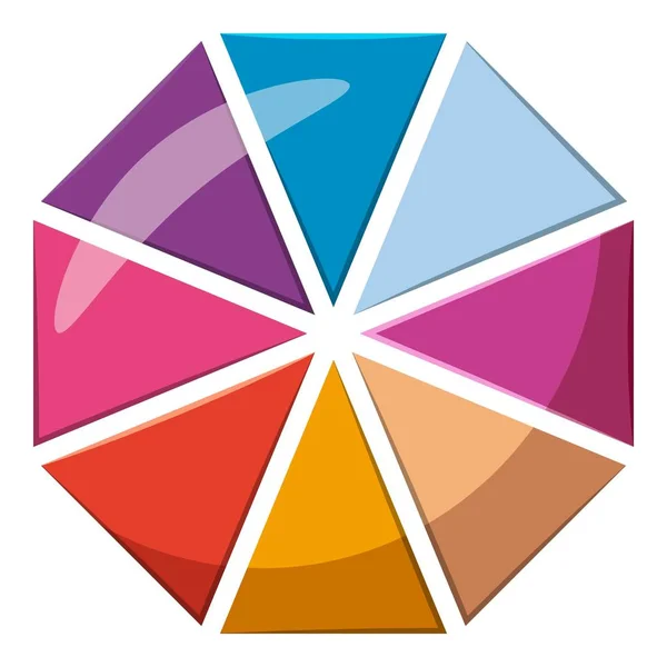 Färgglada cirklar indelade i åtta delar ikonen — Stock vektor