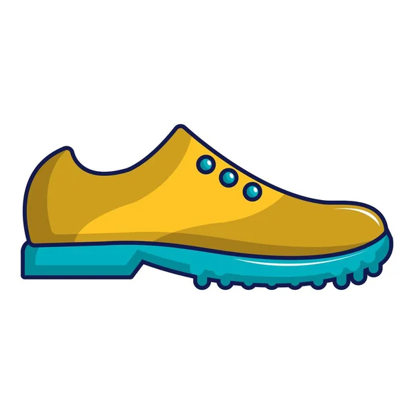 Żółty golf buty ikona, stylu cartoon — Wektor stockowy