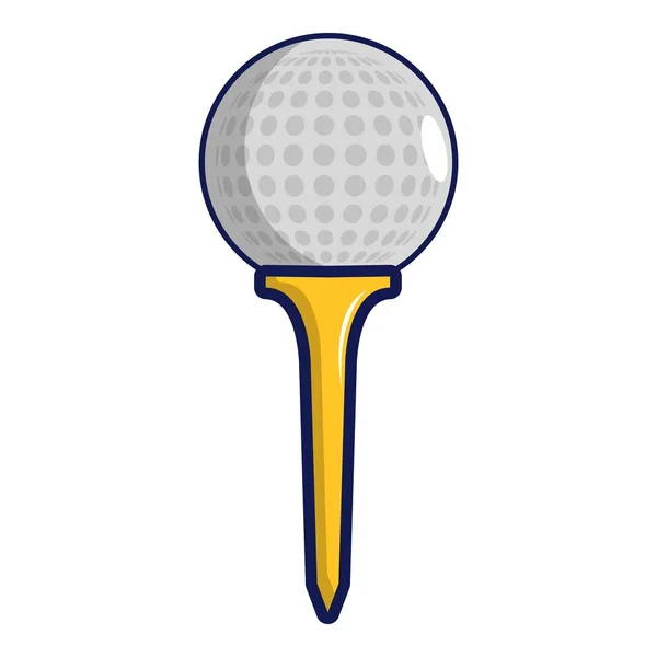 Golfbal op een gele tee-pictogram, cartoon stijl — Stockvector