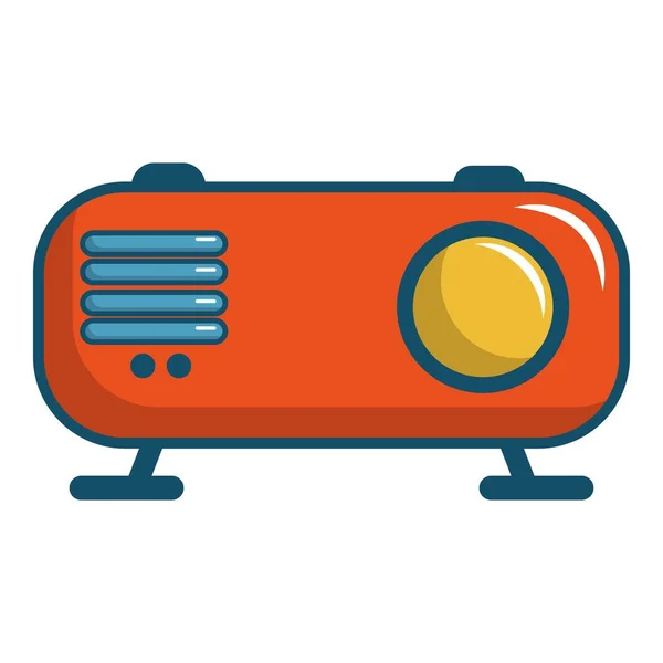 レトロなオレンジ色のラジオ受信機アイコン、漫画のスタイル — ストックベクタ