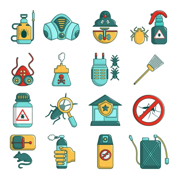 Conjunto de iconos de herramientas de control de plagas, estilo de dibujos animados — Archivo Imágenes Vectoriales