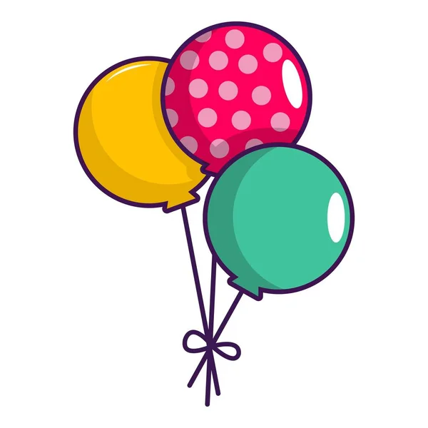 Три красочных воздушных шара икона, мультяшный стиль — стоковый вектор