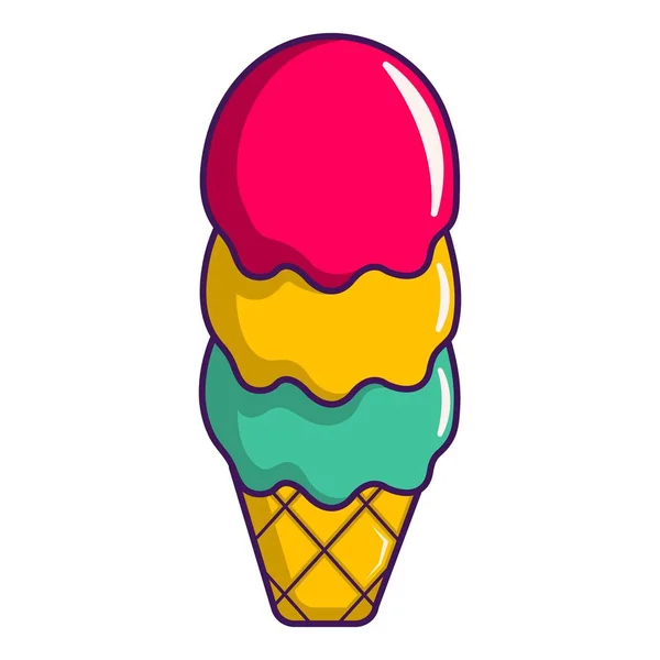 Helado colorido en el icono de la taza de waffle — Vector de stock
