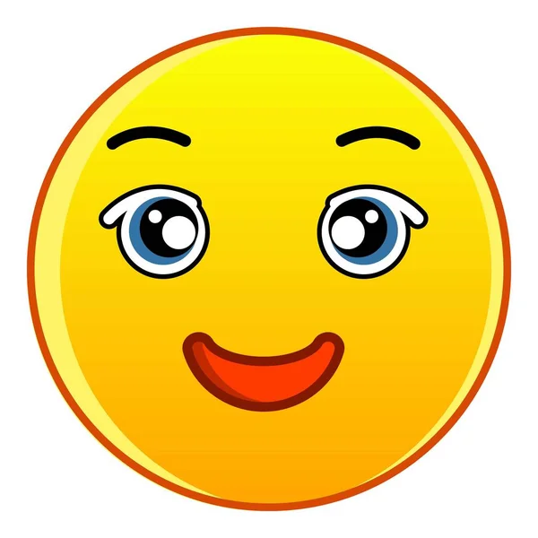 Amistoso sonriente icono de la cara amarilla, estilo de dibujos animados — Vector de stock