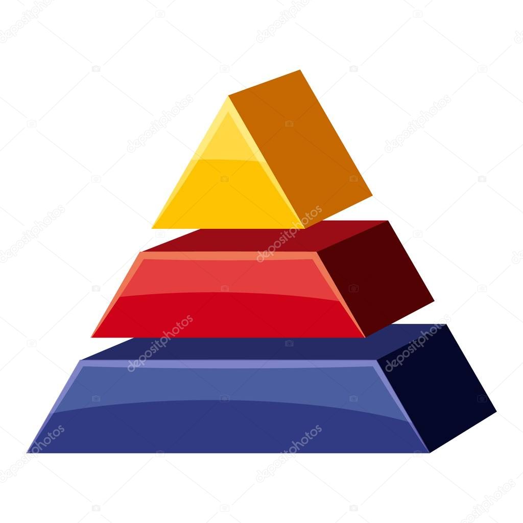 Colorful triangle divided icon, cartoon style