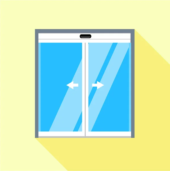ダブル スライド ガラスのドア アイコンは、フラット スタイル — ストックベクタ