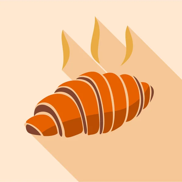 Hot baked croissant icon, flat style — Stock Vector