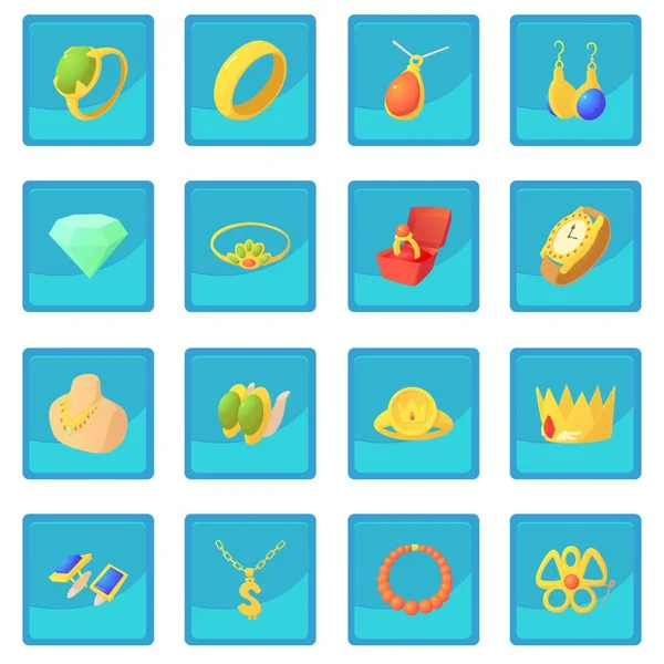Biżuterii elementy niebieski ikona aplikacji — Wektor stockowy