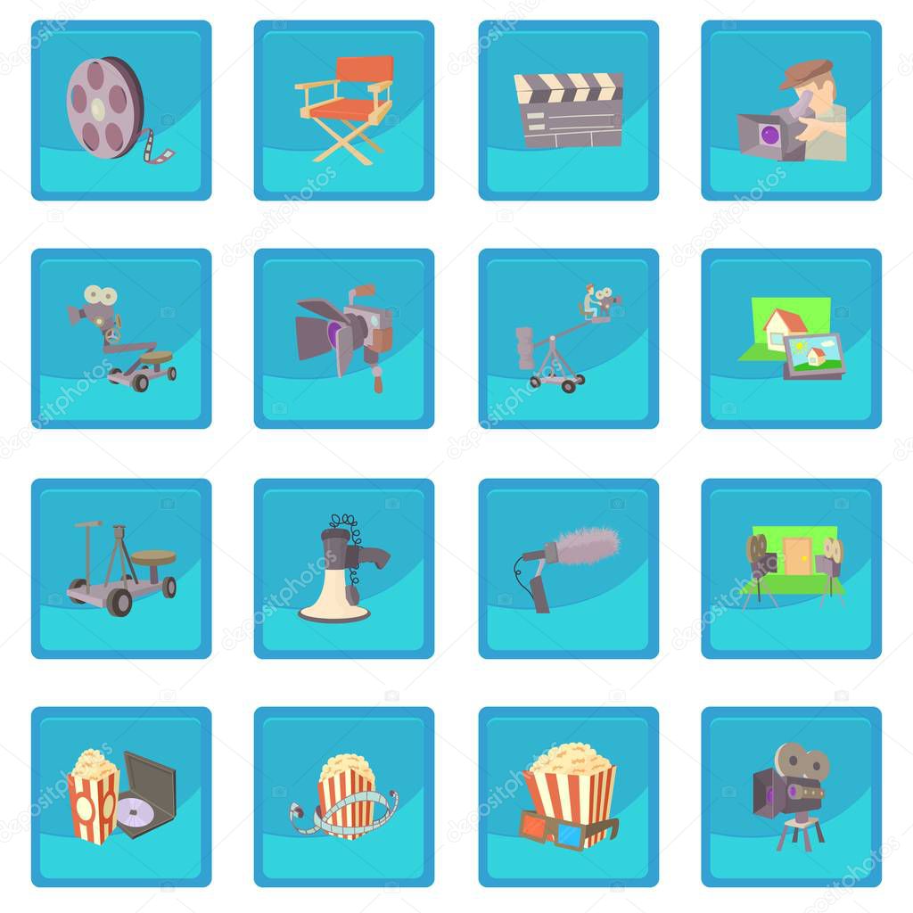 Movie cinema symbols icon blue app