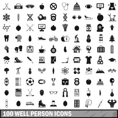 100 iyi kişi Icons set, basit tarzı