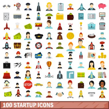 100 başlangıç simgeleri ayarla, stil düz