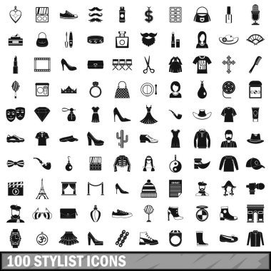 100 stilist Icons set, basit tarzı