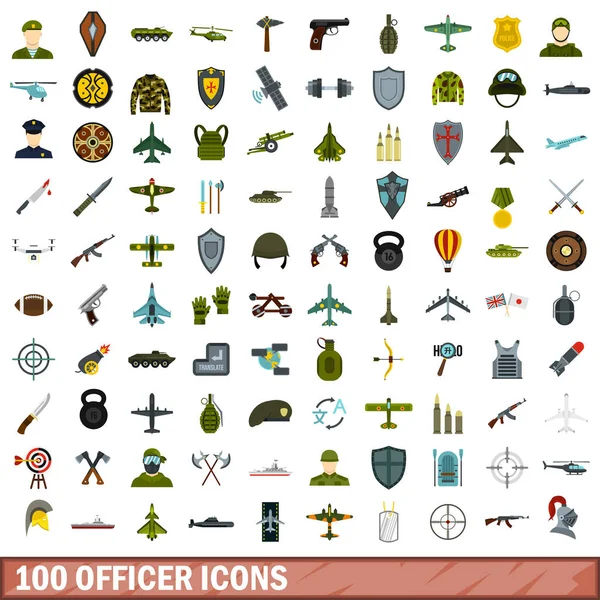 Conjunto de 100 iconos oficiales, estilo plano — Vector de stock