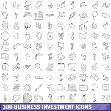100 iş yatırım simgeler kümesi, anahat stili