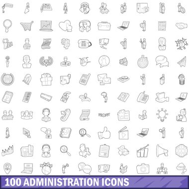 100 Yönetim Icons set, anahat stili