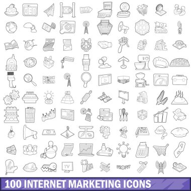 100 Internet pazarlama simgeler kümesi, anahat stili